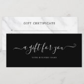 Zwart-wit marmeren zakelijk cadeaubewijs (Voorkant / Achterkant)
