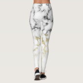 Zwart wit marmergoudspargel Jouw naam Leggings (Achterkant)
