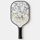 Zwart wit marmergoudspargel pickleball paddle (Voorkant)