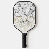 Zwart wit marmergoudspargel pickleball paddle (Achterkant)