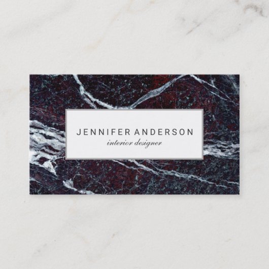 Zwart-wit marmerpatroon Elegant Visitekaartje (Voorkant)