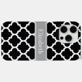 Zwart Wit Marokkaans #5 Donkergrijs Naam Monogram Case-Mate iPhone Case (Achterkant (horizontaal))