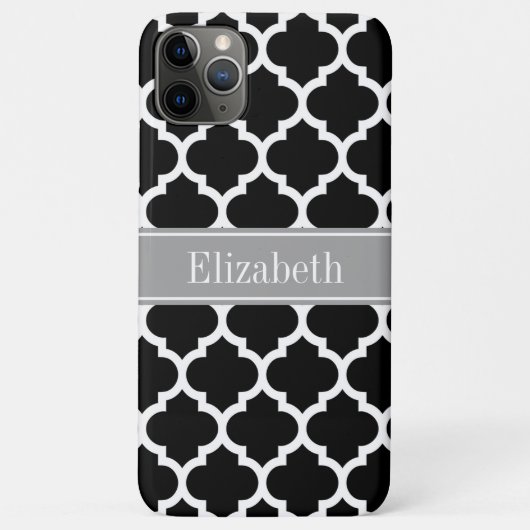 Zwart wit Marokkaans #5 Donkergrijze monogram Case-Mate iPhone Case (Achterkant)
