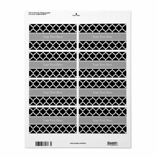 Zwart wit Marokkaans #5 Donkergrijze monogram Etiket (Full Sheet)