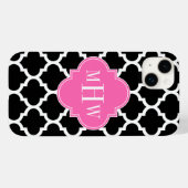 Zwart Wit Marokkaans #5 Heet Roze #2 Naam Initiaal Case-Mate iPhone Case (Achterkant (horizontaal))