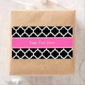 Zwart wit Marokkaans #5 Hot Pink #2 Naam Monogram Etiket (Insitu)