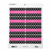 Zwart wit Marokkaans #5 Hot Pink #2 Naam Monogram Etiket (Full Sheet)