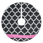 Zwart wit Marokkaans #5 Hot Pink #2 Naam Monogram Kerstboom Rok (Voorkant)