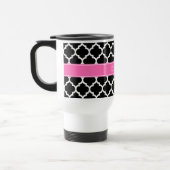 Zwart wit Marokkaans #5 Hot Pink #2 Naam Monogram Reisbeker (Links)
