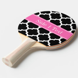Zwart wit Marokkaans #5 Hot Pink #2 Naam Monogram Tafeltennisbatje