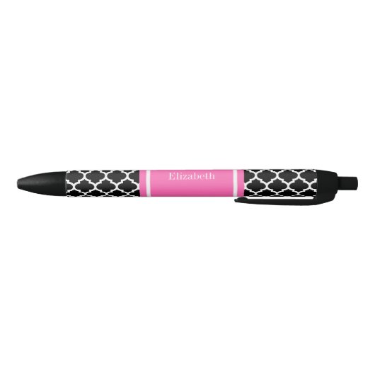 Zwart wit Marokkaans #5 Hot Pink #2 Naam Monogram Zwarte Inkt Pen (Bodem)