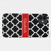 Zwart-wit Marokkaans #5 Monogram met rode naam Case-Mate iPhone Case (Achterkant (horizontaal))