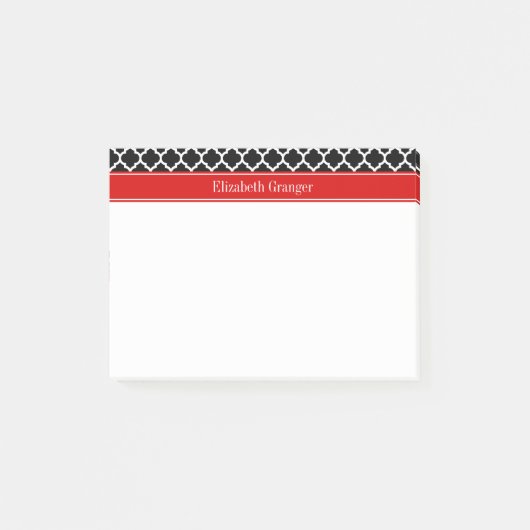Zwart-wit Marokkaans #5 Monogram met rode naam Post-it® Notes (Voorkant)