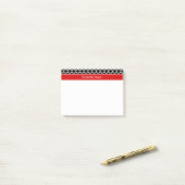 Zwart-wit Marokkaans #5 Monogram met rode naam Post-it® Notes (Op bureau)