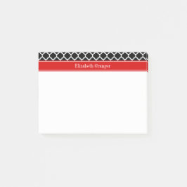 Zwart Wit Marokkaans #5 Rode Naam Initiaal Post-it® Notes
