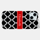 Zwart Wit Marokkaans #5 Rode Naam Monogram Case-Mate iPhone Case (Achterkant (horizontaal))