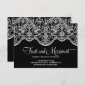 Zwart-wit Marokkaans kant Ontvangstkaart Informatiekaartje (Voorkant / Achterkant)