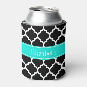 Zwart wit Marokkaans monogram #5 Brt Aqua Name Blikjeskoeler