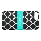 Zwart wit Marokkaans monogram #5 Brt Aqua Name Case-Mate iPhone Case (Achterkant (Horizontaal))