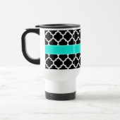 Zwart wit Marokkaans monogram #5 Brt Aqua Name Reisbeker (Links)