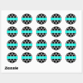 Zwart wit Marokkaans monogram #5 Brt Aqua Name Ronde Sticker (Vel)