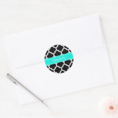 Zwart wit Marokkaans monogram #5 Brt Aqua Name Ronde Sticker (Envelop)
