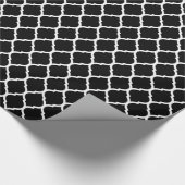 Zwart-wit Marokkaans Quatrefoil Cadeaupapier (Hoek)