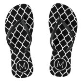Zwart-wit Marokkaans Quatrefoil Monogram Teenslippers (Voetbed)