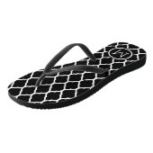 Zwart-wit Marokkaans Quatrefoil Monogram Teenslippers (Schuin)