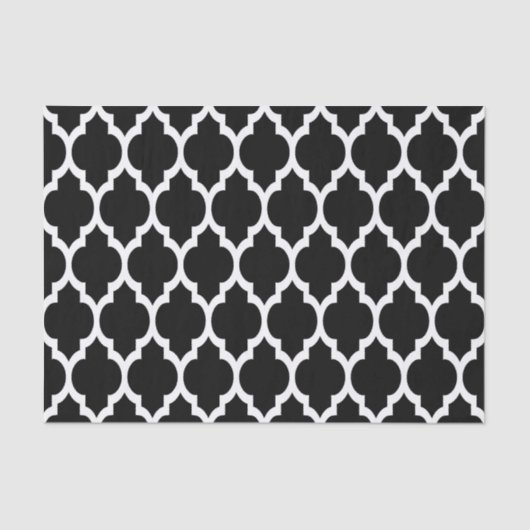 Zwart Wit Marokkaans Quatrefoil Patroon #4 Tissuepapier (Voorkant)