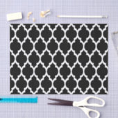 Zwart Wit Marokkaans Quatrefoil Patroon #4 Tissuepapier (Craft)