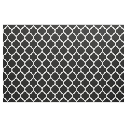 Zwart wit Marokkaans rooster Quatrefoil Pattern Stof (Fat Quarter)