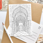 Zwart-wit Marokko Briefkaart<br><div class="desc">Prachtig geïllustreerd zwart-wit briefkaart met een prachtige gang in Marokko.</div>