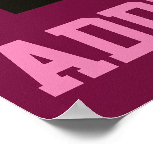 Zwart wit maroon Roze Voetbal Aangepaste naam Poster (Hoek)