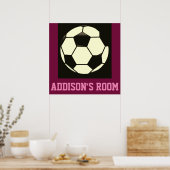 Zwart wit maroon Roze Voetbal Aangepaste naam Poster (Keuken)