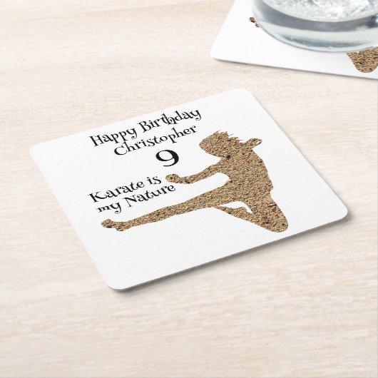Zwart-wit Martial Arts Karate Gelukkige Verjaardag Kartonnen Onderzetters (Schuin)