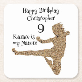 Zwart-wit Martial Arts Karate Gelukkige Verjaardag Kartonnen Onderzetters