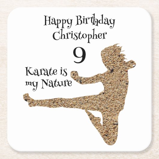 Zwart-wit Martial Arts Karate Gelukkige Verjaardag Kartonnen Onderzetters (Voorkant)