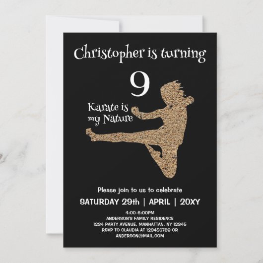 Zwart-wit Martial Arts Karate Kids Verjaardag Kaart (Voorkant)