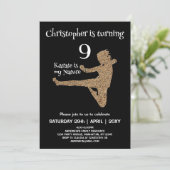 Zwart-wit Martial Arts Karate Kids Verjaardag Kaart (Staand voorkant)