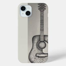 Zwart-wit Martin akoestische gitaar iPhone 15 Mini Hoesje