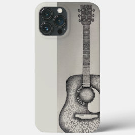 Zwart-wit Martin akoestische gitaar iPhone 15 Mini Hoesje