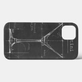 Zwart & Wit Martini Glas Blauwdruk Case-Mate iPhone Case (Achterkant (horizontaal))