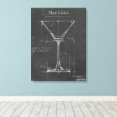 Zwart-wit Martini Glass Blueprint Canvas Afdruk (Insitu (Houten vloer))