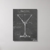 Zwart-wit Martini Glass Blueprint