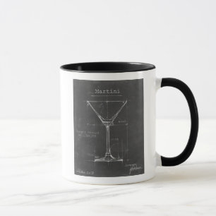 Zwart-wit Martini Glass Blueprint Mok