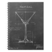 Zwart-wit Martini Glass Blueprint Notitieboek (Voorkant)
