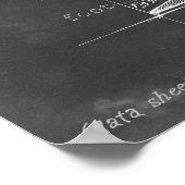 Zwart-wit Martini Glass Blueprint Poster (Hoek)