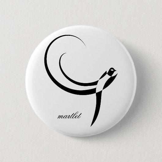 Zwart-wit martlet ronde button 5,7 cm (Voorkant)