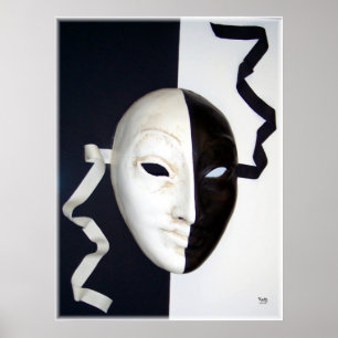 Zwart-wit masker poster